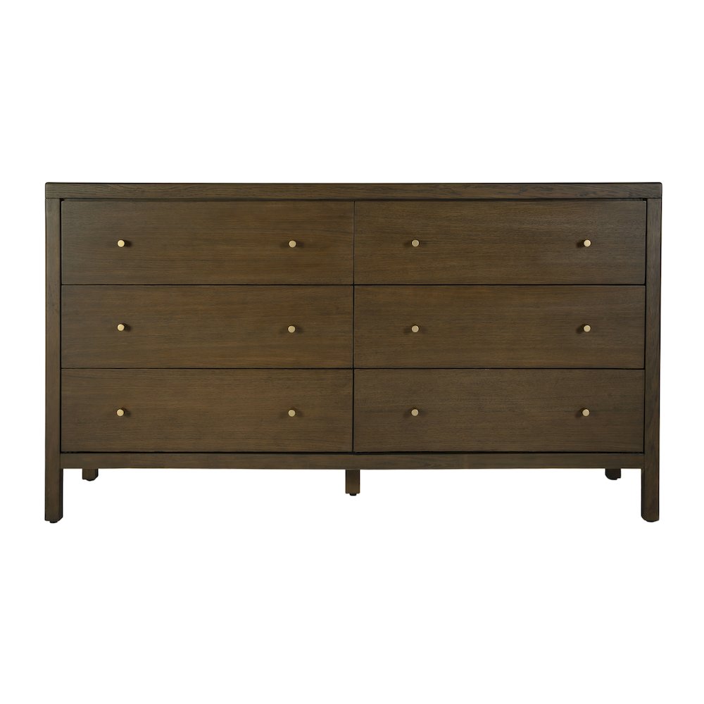 Mendel 60 in. W Rectangular Wood 6 Drawer Dresser, Walnut. Picture 4