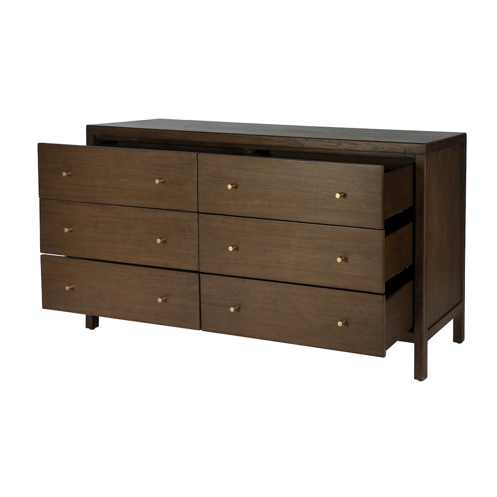 Mendel 60 in. W Rectangular Wood 6 Drawer Dresser, Walnut. Picture 5