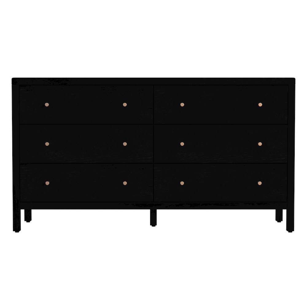 Mendel 60 in. W Rectangular Wood 6 Drawer Dresser, Black. Picture 4