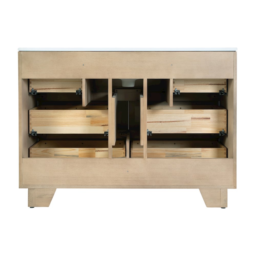 Gannet 48 in. W Wood Single Sink 6 Drawer Vanity Set, Light Brown. Picture 7