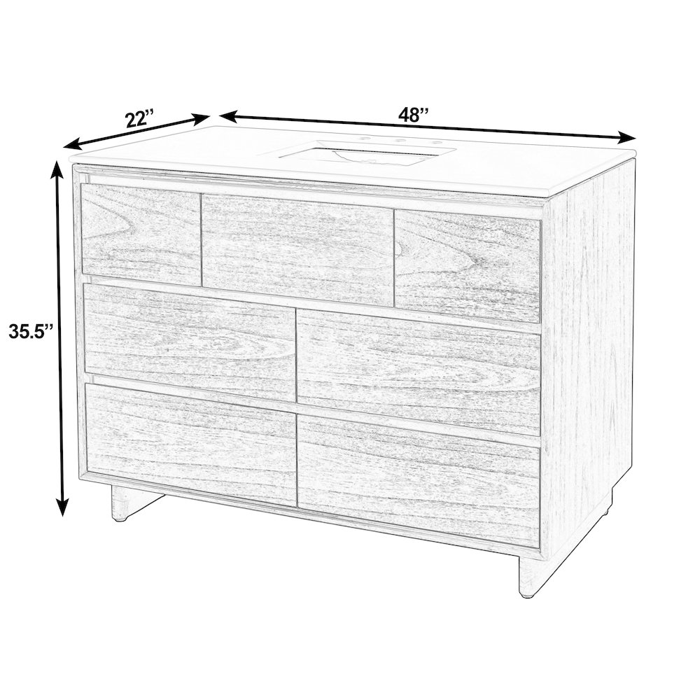 Gannet 48 in. W Wood Single Sink 6 Drawer Vanity Set, Light Brown. Picture 3