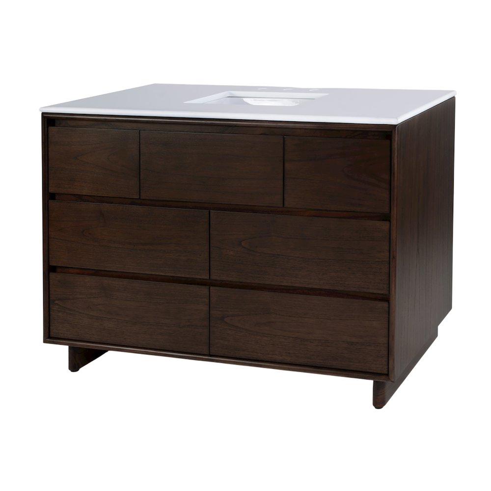 Gannet 48 in. W Wood Single Sink 6 Drawer Vanity Set, Brown. Picture 1