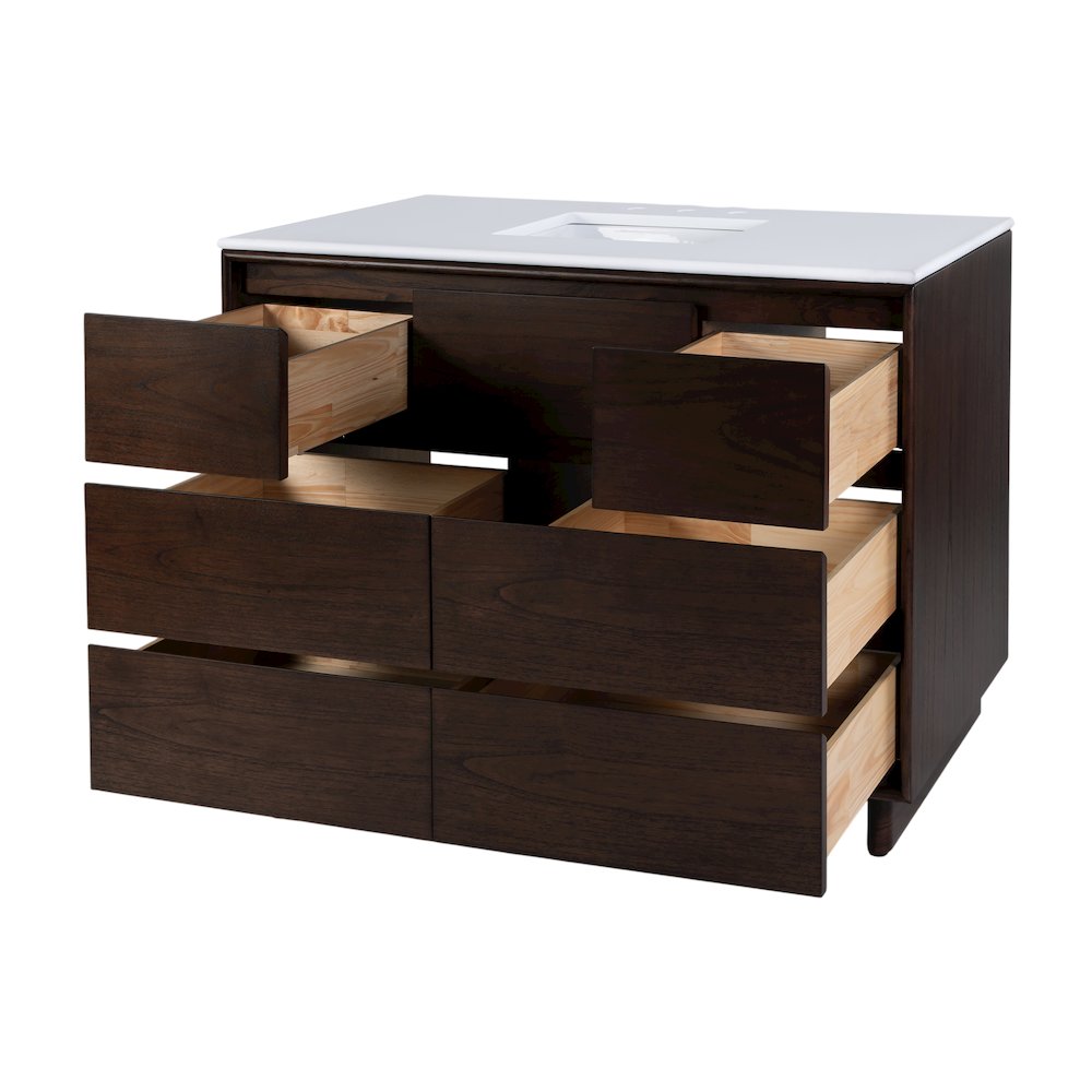 Gannet 48 in. W Wood Single Sink 6 Drawer Vanity Set, Brown. Picture 4