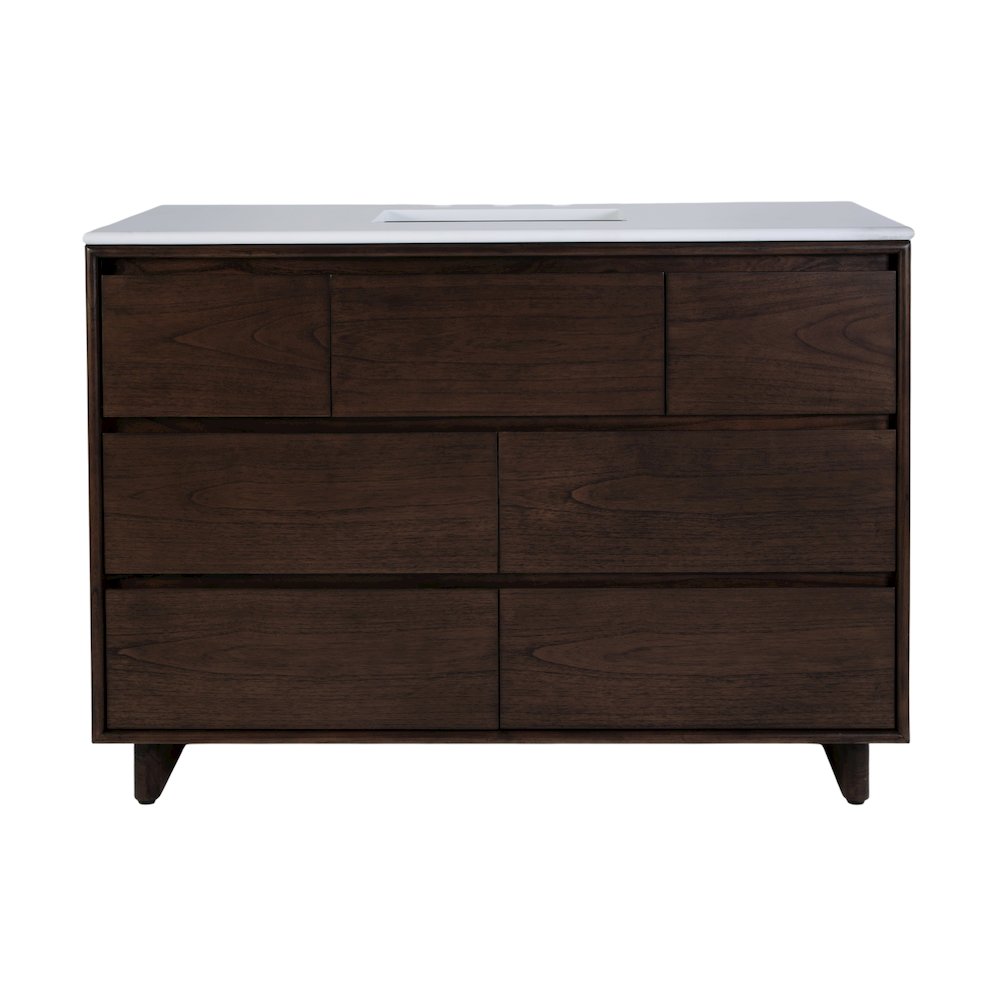 Gannet 48 in. W Wood Single Sink 6 Drawer Vanity Set, Brown. Picture 5