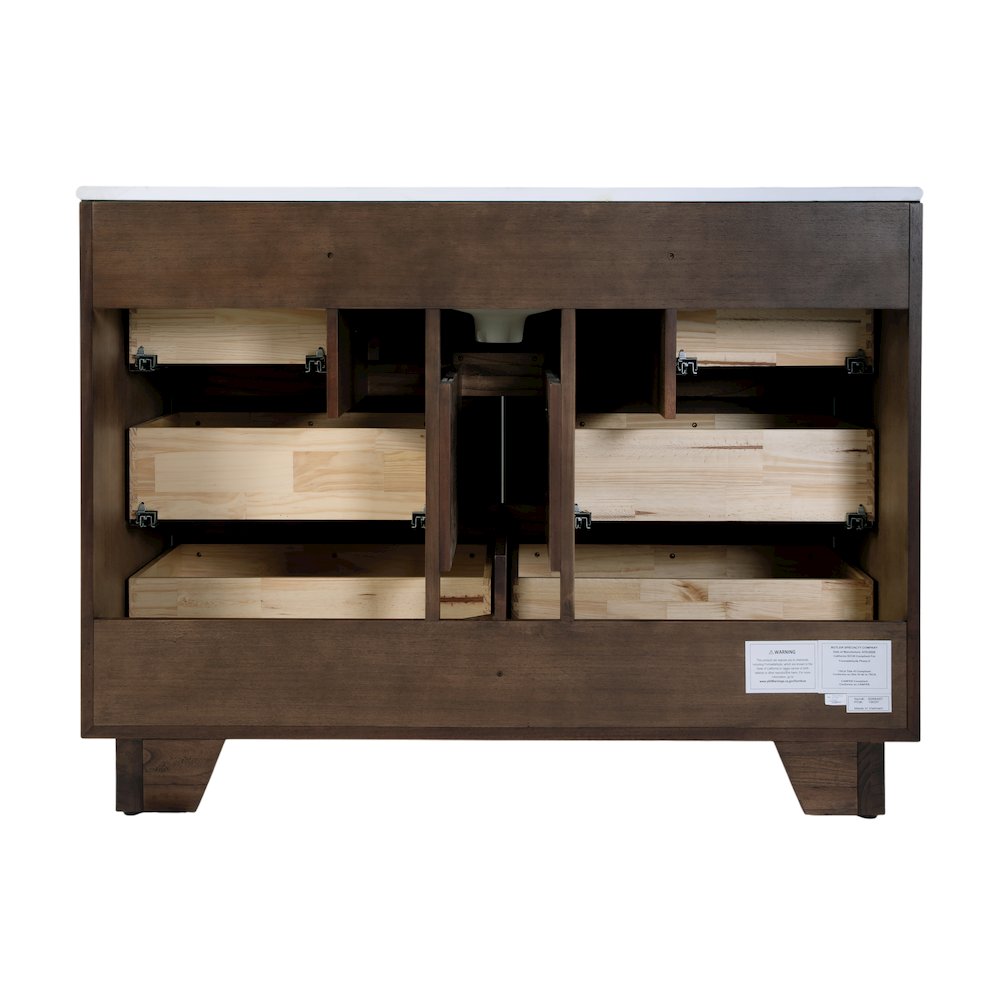 Gannet 48 in. W Wood Single Sink 6 Drawer Vanity Set, Brown. Picture 8