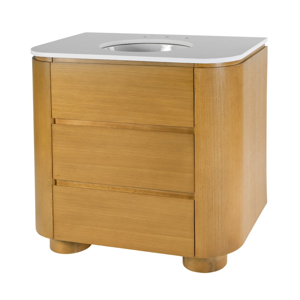 Genoa 36 in. W Quartz 2 Drawer Single Bathroom Vanity, Light Brown. Picture 1