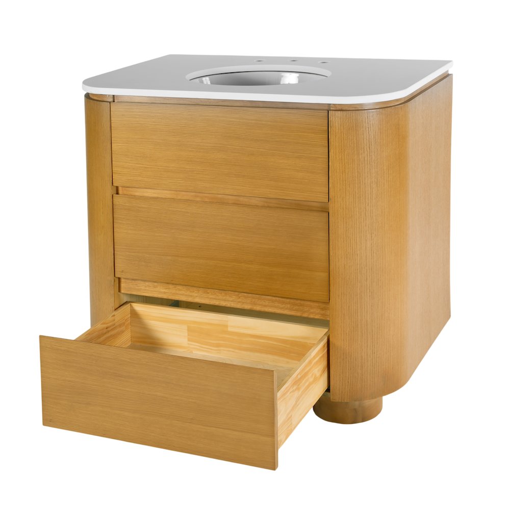 Genoa 36 in. W Quartz 2 Drawer Single Bathroom Vanity, Light Brown. Picture 4