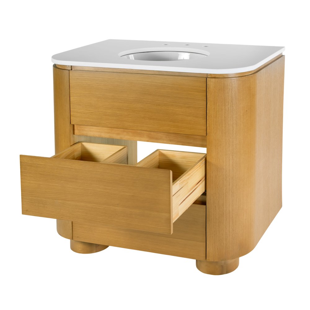 Genoa 36 in. W Quartz 2 Drawer Single Bathroom Vanity, Light Brown. Picture 5