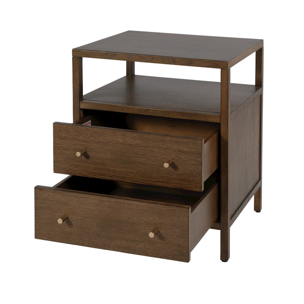 Mendel 21.25 in. W Wood 2 Drawer Nightstand, Walnut. Picture 4