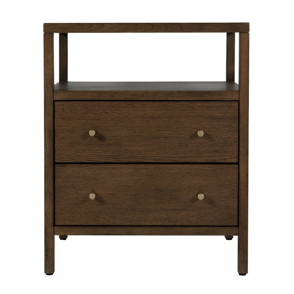 Mendel 21.25 in. W Wood 2 Drawer Nightstand, Walnut. Picture 5