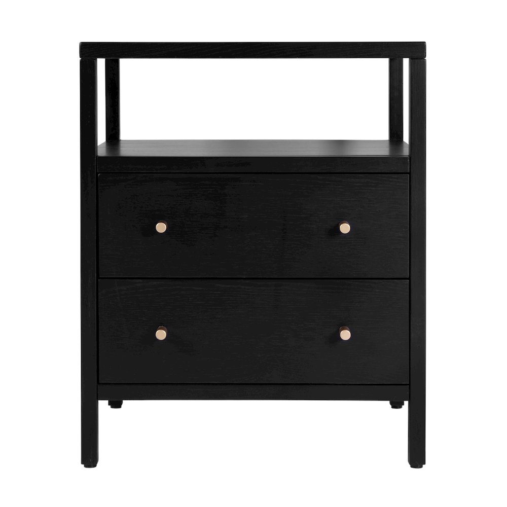 Mendel 21.25 in. W Wood 2 Drawer Nightstand, Black. Picture 5