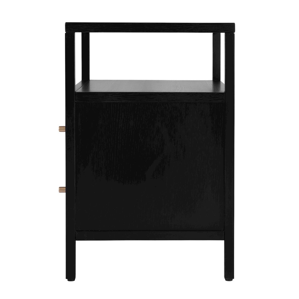 Mendel 21.25 in. W Wood 2 Drawer Nightstand, Black. Picture 6