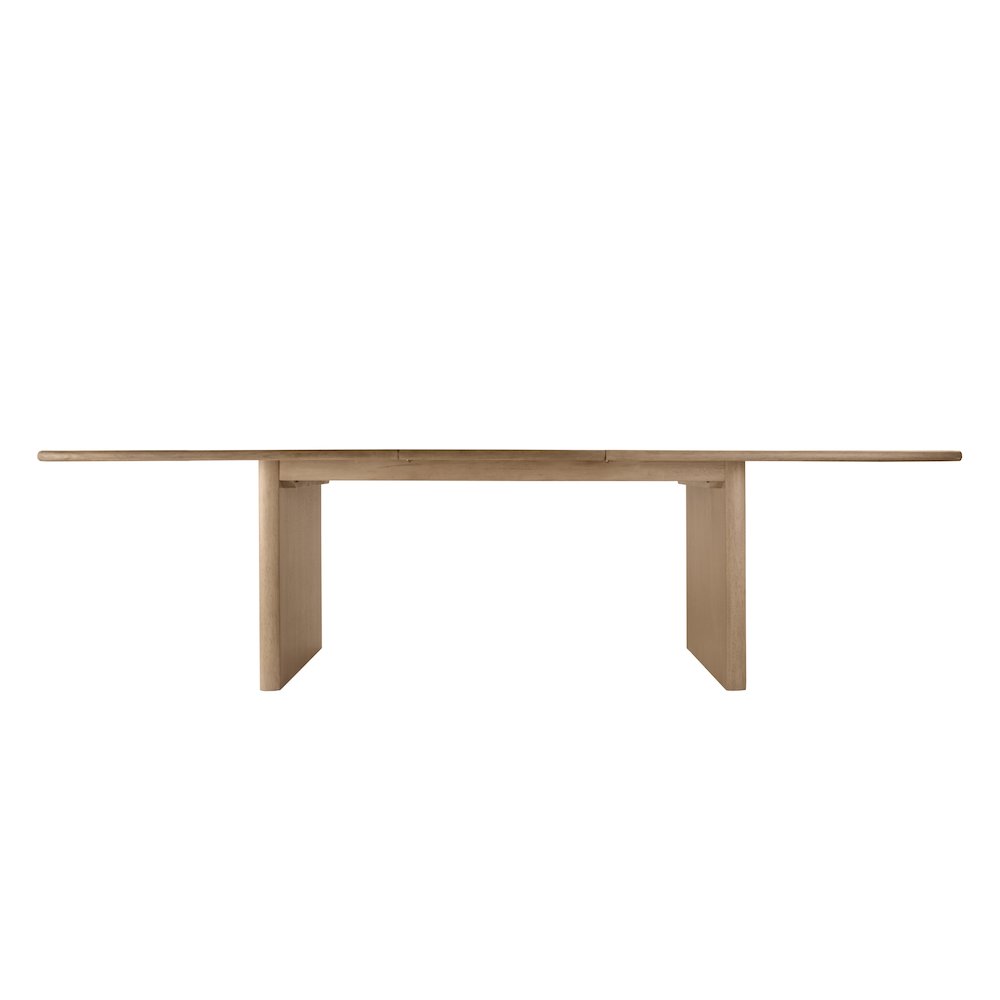 Amber 84-108"W Rectangular Wood Extendable Dining Table, Light Brown. Picture 4