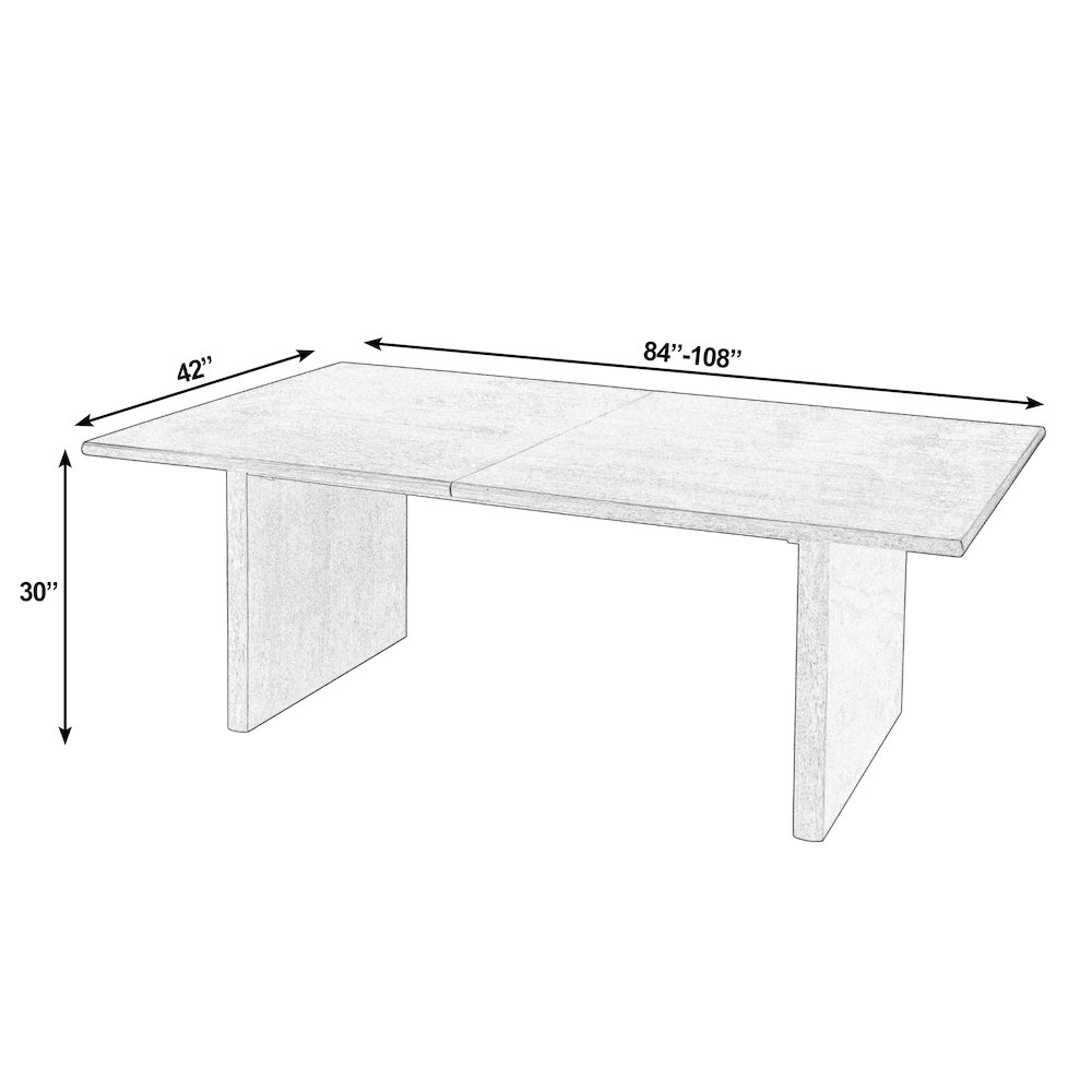 Amber 84-108"W Rectangular Wood Extendable Dining Table, Light Brown. Picture 3