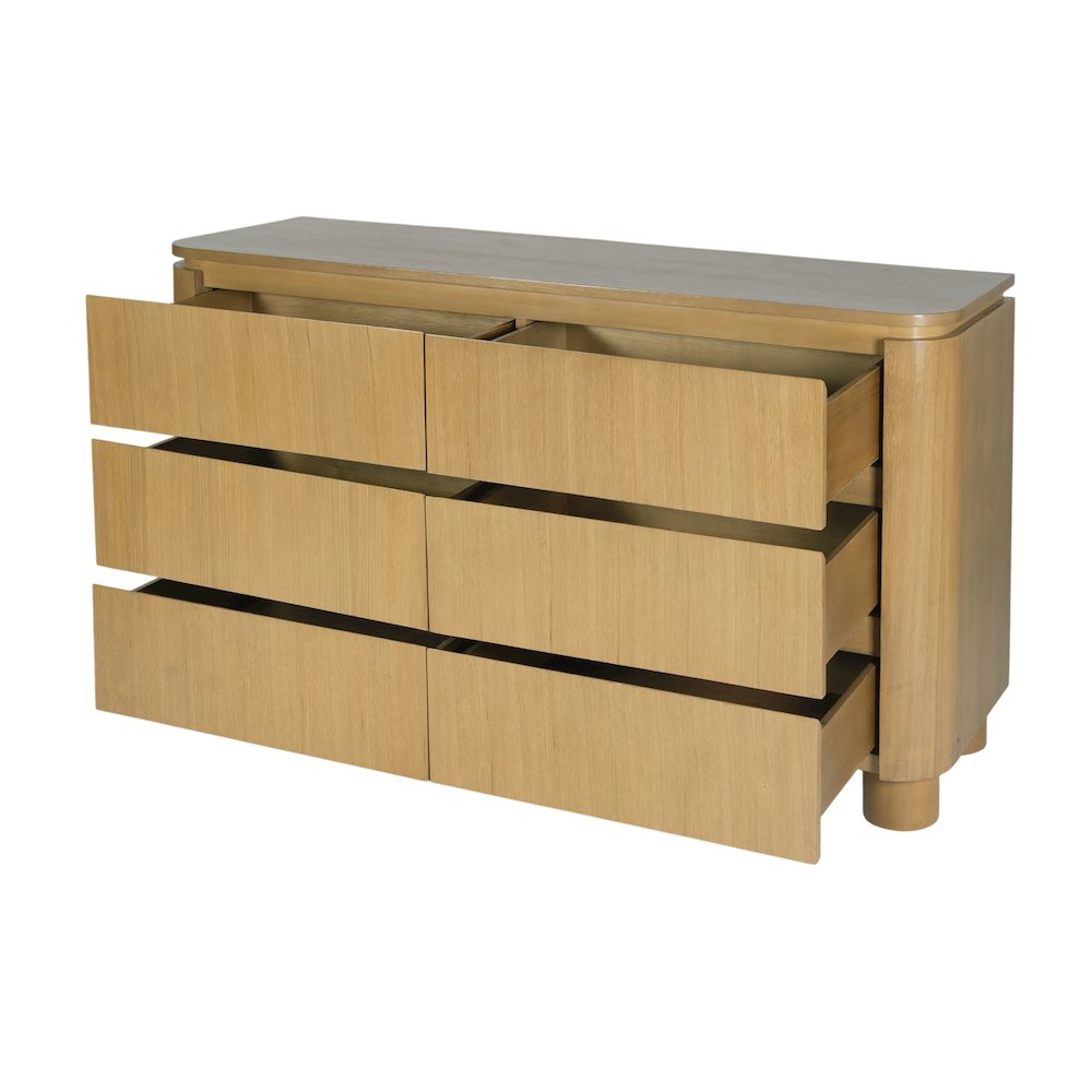 Genoa 60 in. W Rectangular Wood 6 Drawer Dresser, Light Brown. Picture 4