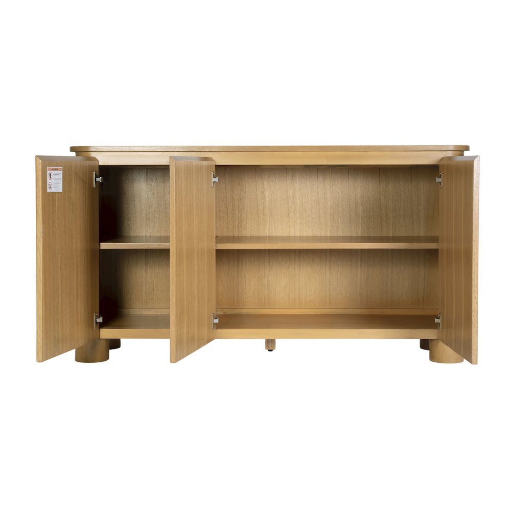 Genoa 60 in. W Rectangular Wood Sideboard with Storage, Light Brown. Picture 5