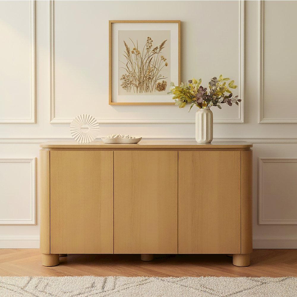 Genoa 60 in. W Rectangular Wood Sideboard with Storage, Light Brown. Picture 2