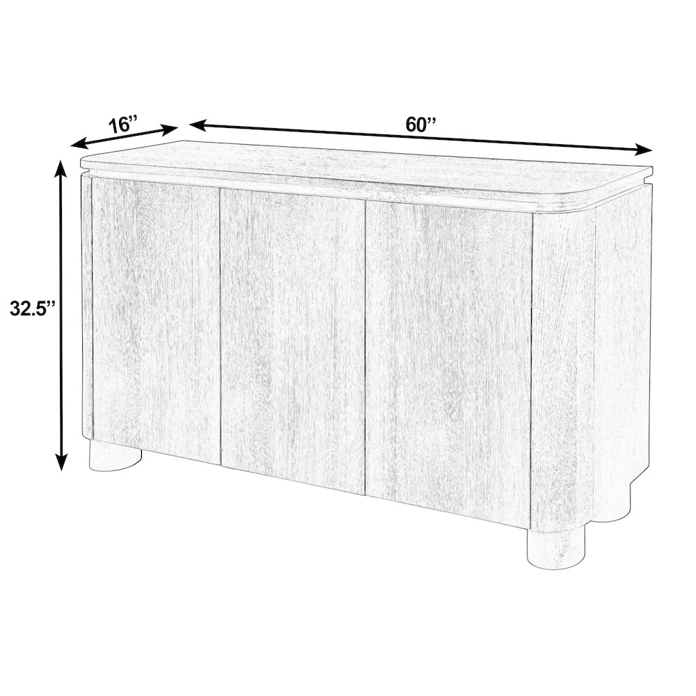 Genoa 60 in. W Rectangular Wood Sideboard with Storage, Light Brown. Picture 3