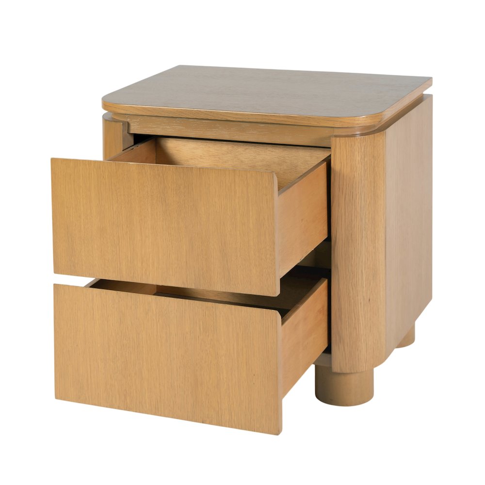 Genoa 21 in. W Rectangular Wood 2 Drawer Nightstand, Light Brown. Picture 4