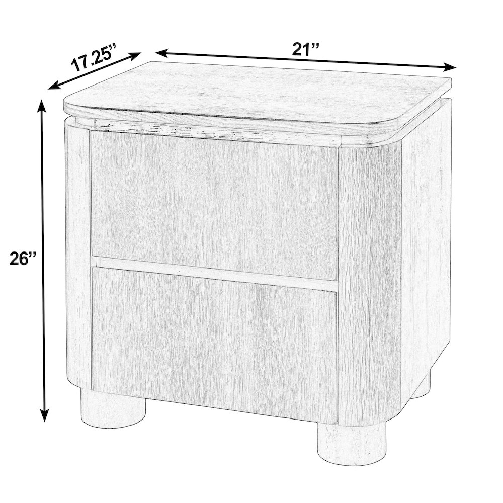Genoa 21 in. W Rectangular Wood 2 Drawer Nightstand, Light Brown. Picture 3