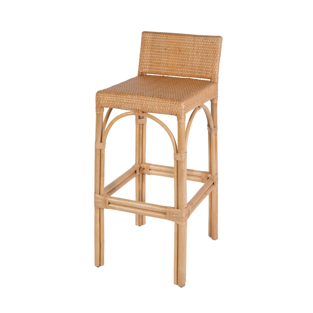 Serienna 30 in. Seat Height Rectangular Rattan Low Back Bar Stool, Natural. Picture 1