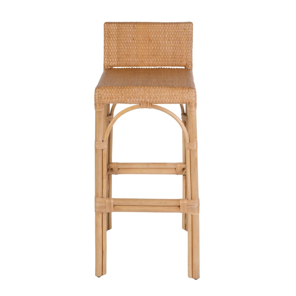 Serienna 30 in. Seat Height Rectangular Rattan Low Back Bar Stool, Natural. Picture 4