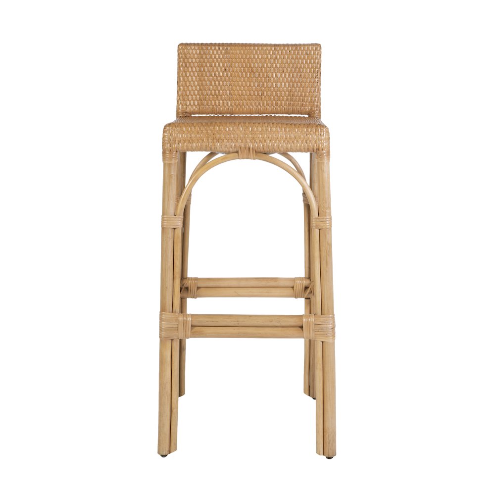 Serienna 30 in. Seat Height Rectangular Rattan Low Back Bar Stool, Natural. Picture 5