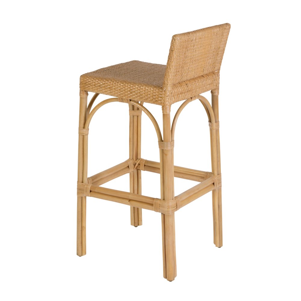 Serienna 30 in. Seat Height Rectangular Rattan Low Back Bar Stool, Natural. Picture 7