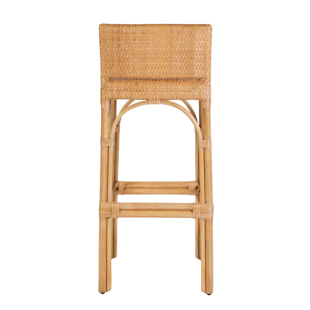 Serienna 30 in. Seat Height Rectangular Rattan Low Back Bar Stool, Natural. Picture 8