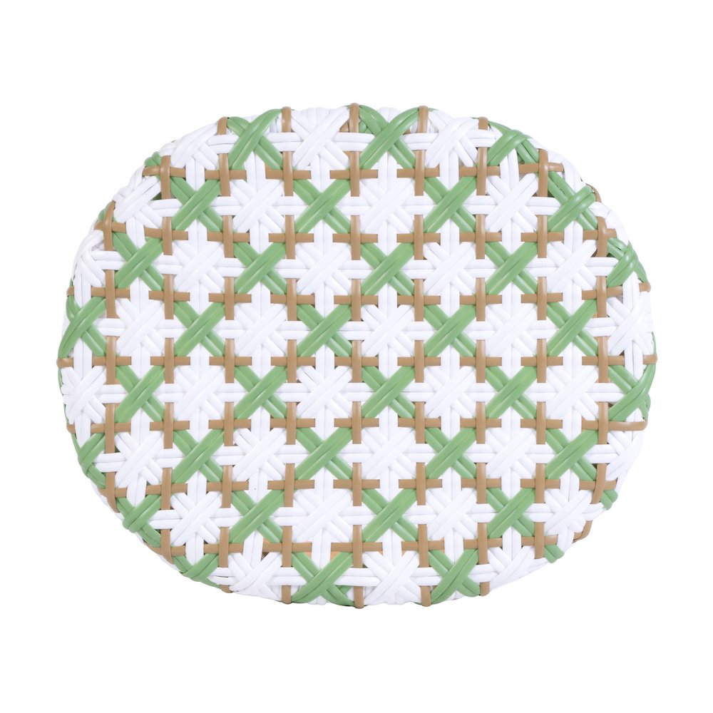 Ballito 24 in. Seat Height Oval Rattan Counter Stool, White and Green. Picture 7