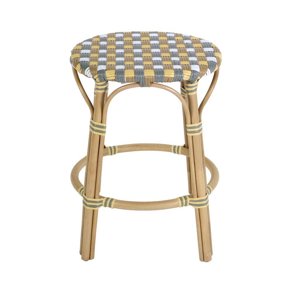 Ballito 24 in. Seat Height Oval Rattan Counter Stool, Yellow and Brown. Picture 4