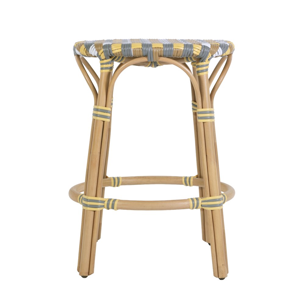 Ballito 24 in. Seat Height Oval Rattan Counter Stool, Yellow and Brown. Picture 5