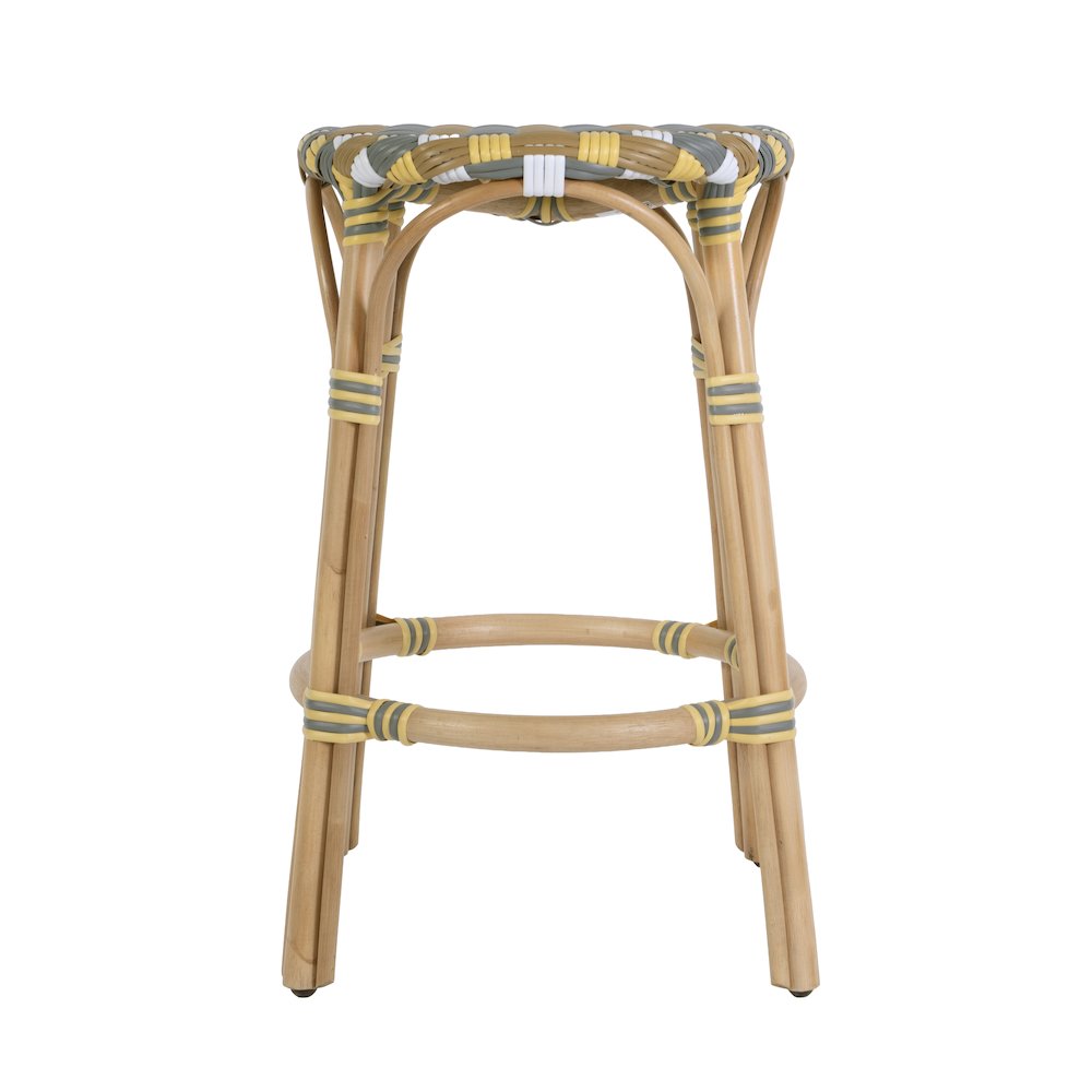 Ballito 24 in. Seat Height Oval Rattan Counter Stool, Yellow and Brown. Picture 6