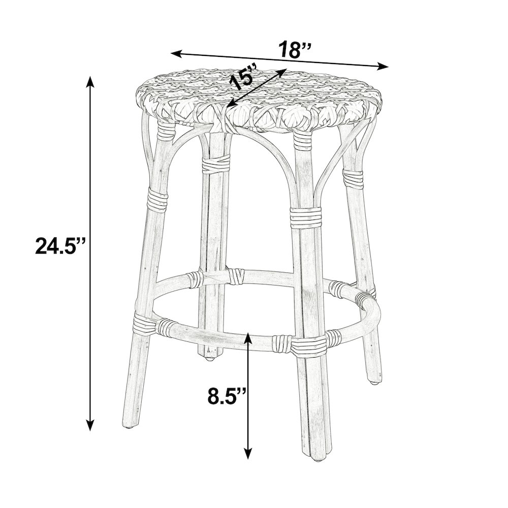 Ballito 24 in. Seat Height Oval Rattan Counter Stool, Orange and Brown. Picture 3