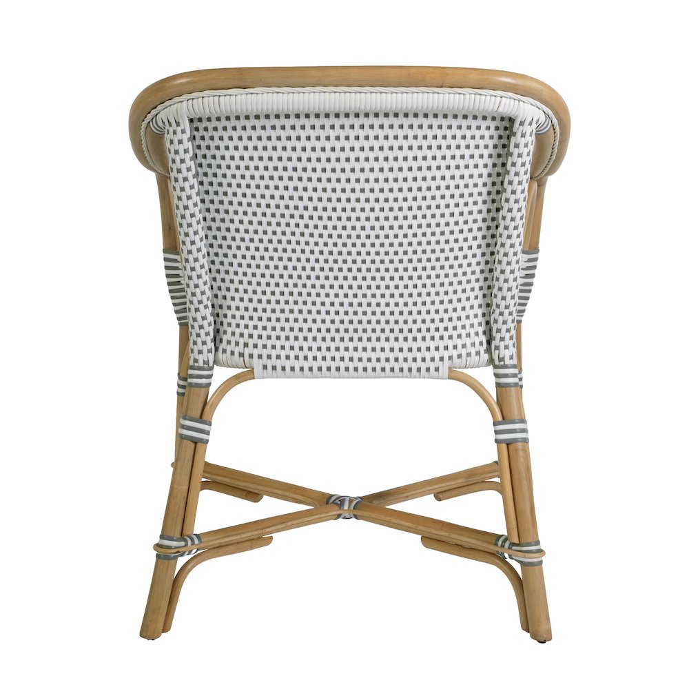 Portofino 18.75 in. Seat Height Rattan Arm Chair, White and Gray. Picture 9