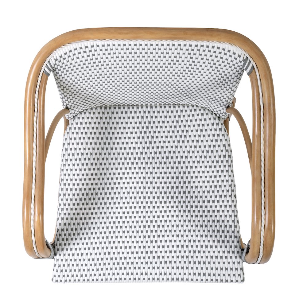 Portofino 18.75 in. Seat Height Rattan Arm Chair, White and Gray. Picture 10