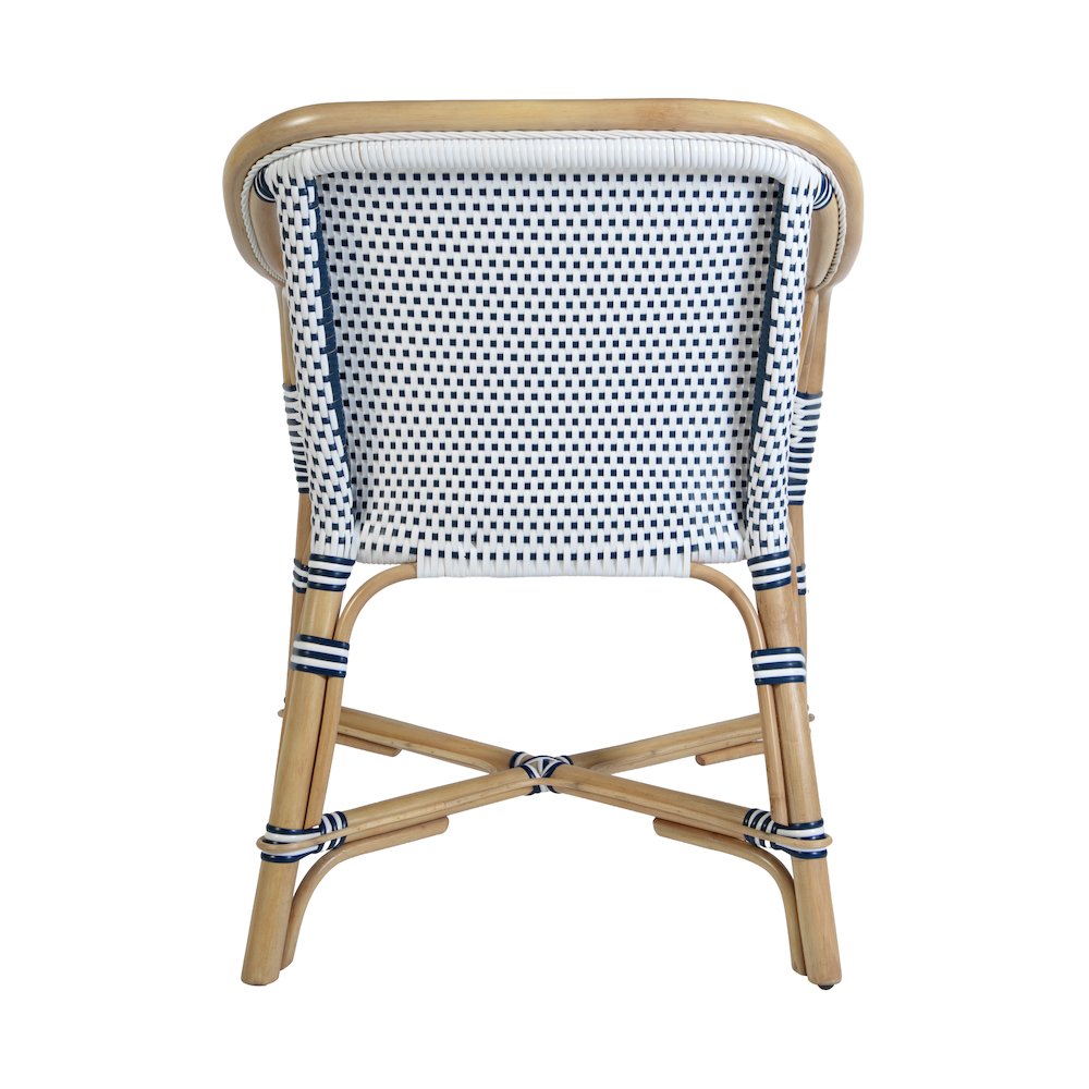 Portofino 18.75 in. Seat Height Rattan Arm Chair, White and Navy. Picture 9