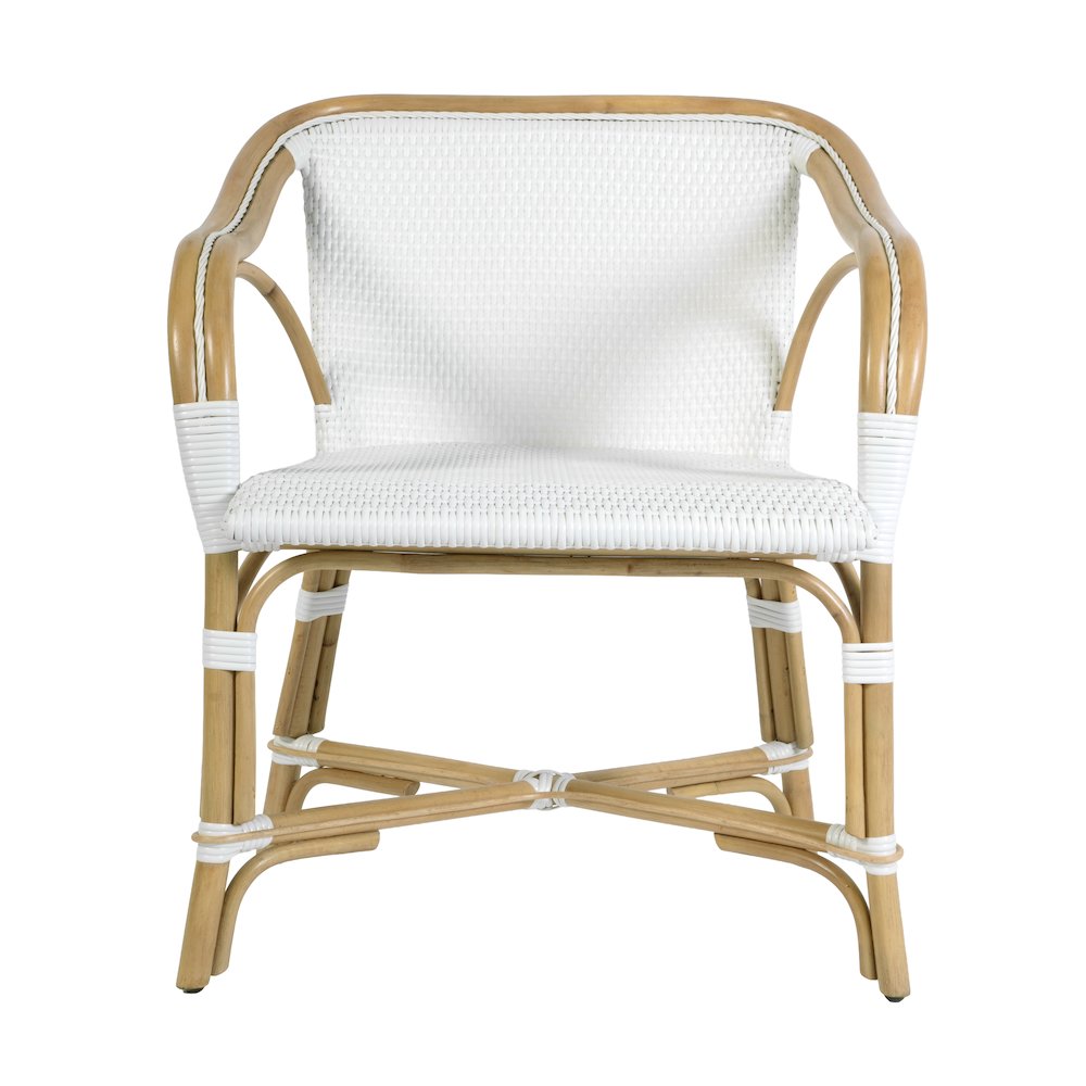 Portofino 18.75 in. Seat Height Rattan Arm Chair, Smooth White. Picture 5
