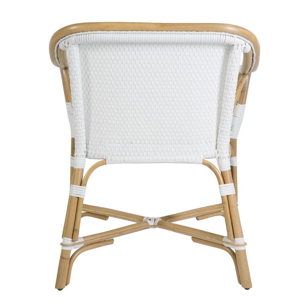 Portofino 18.75 in. Seat Height Rattan Arm Chair, Smooth White. Picture 7
