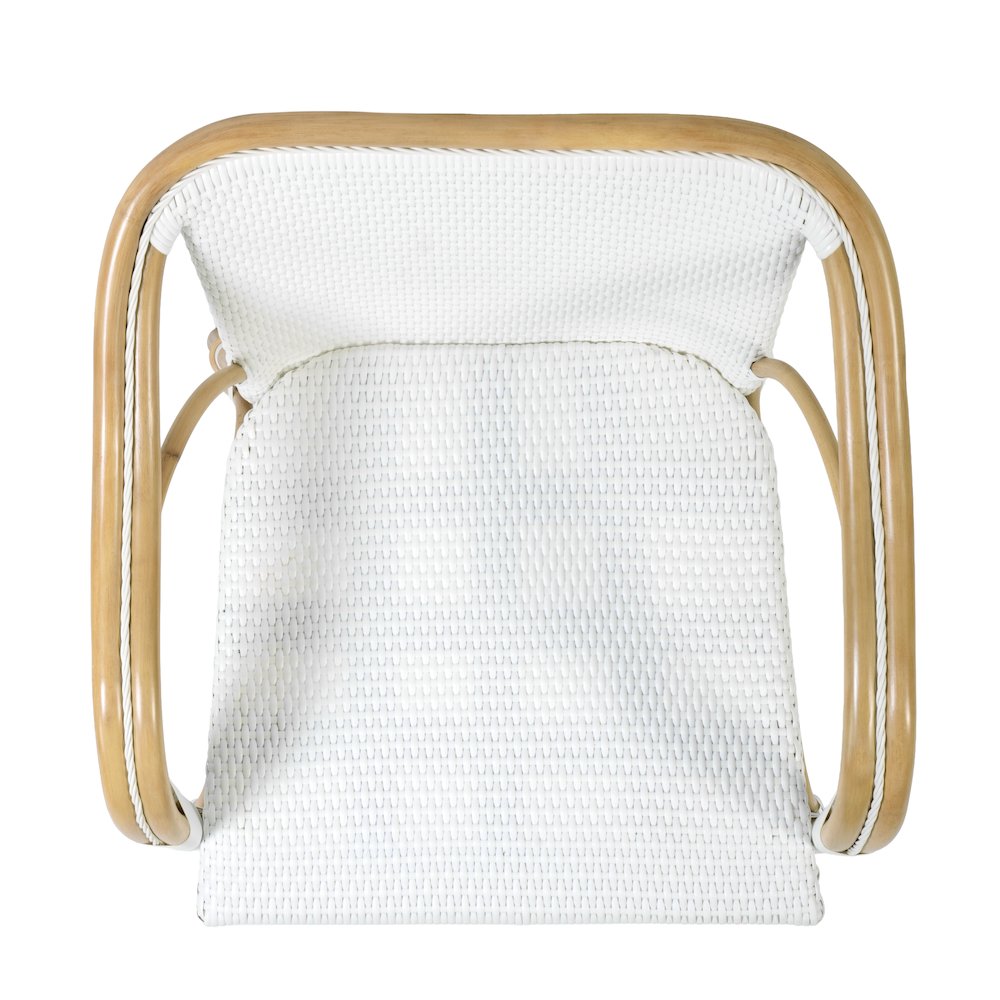Portofino 18.75 in. Seat Height Rattan Arm Chair, Smooth White. Picture 8