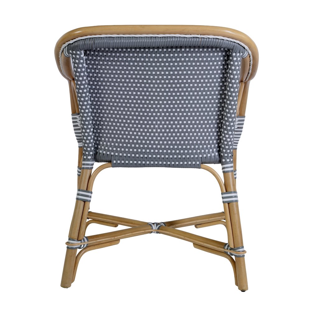 Portofino 18.75 in. Seat Height Rattan Arm Chair, Gray and White. Picture 8