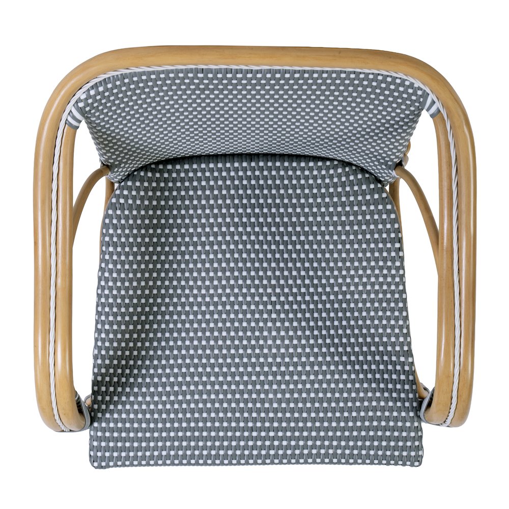 Portofino 18.75 in. Seat Height Rattan Arm Chair, Gray and White. Picture 9