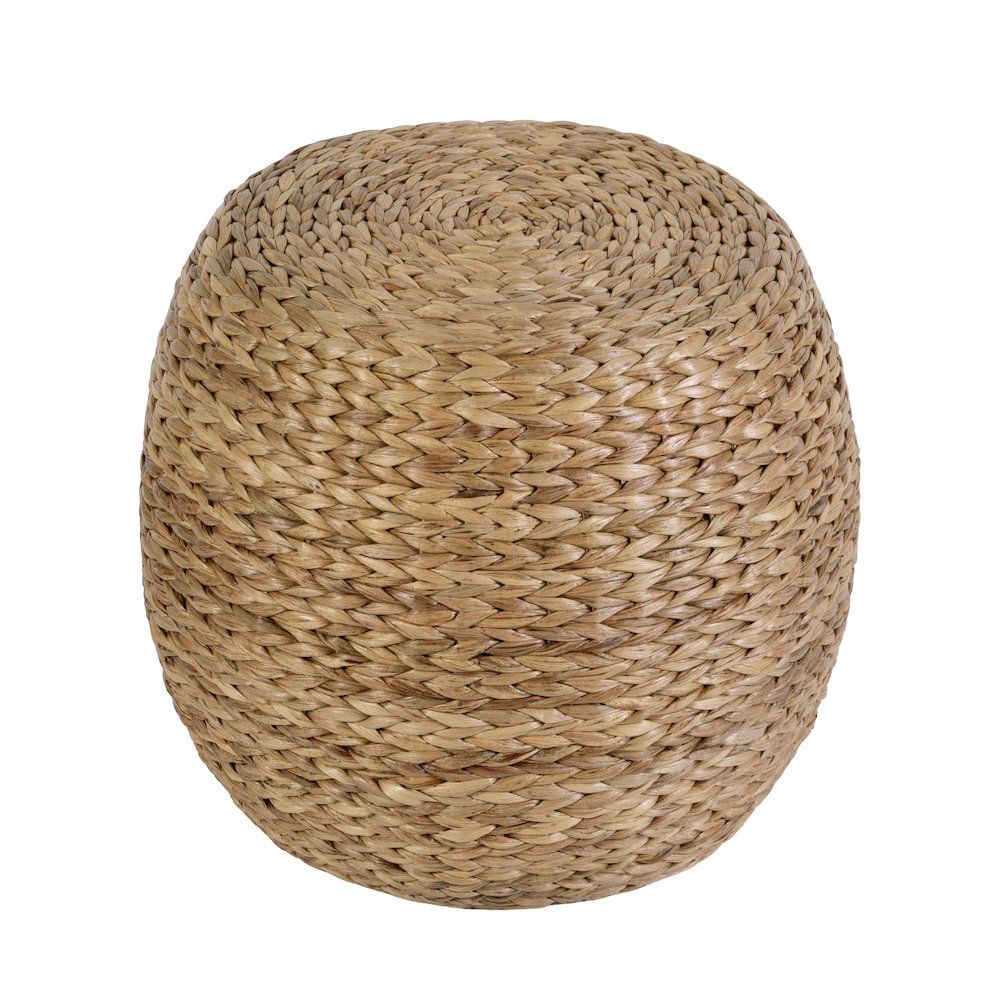 Portofino 22 in. W Water Hyacinth & Rattan Accent Stool, Natural. Picture 1