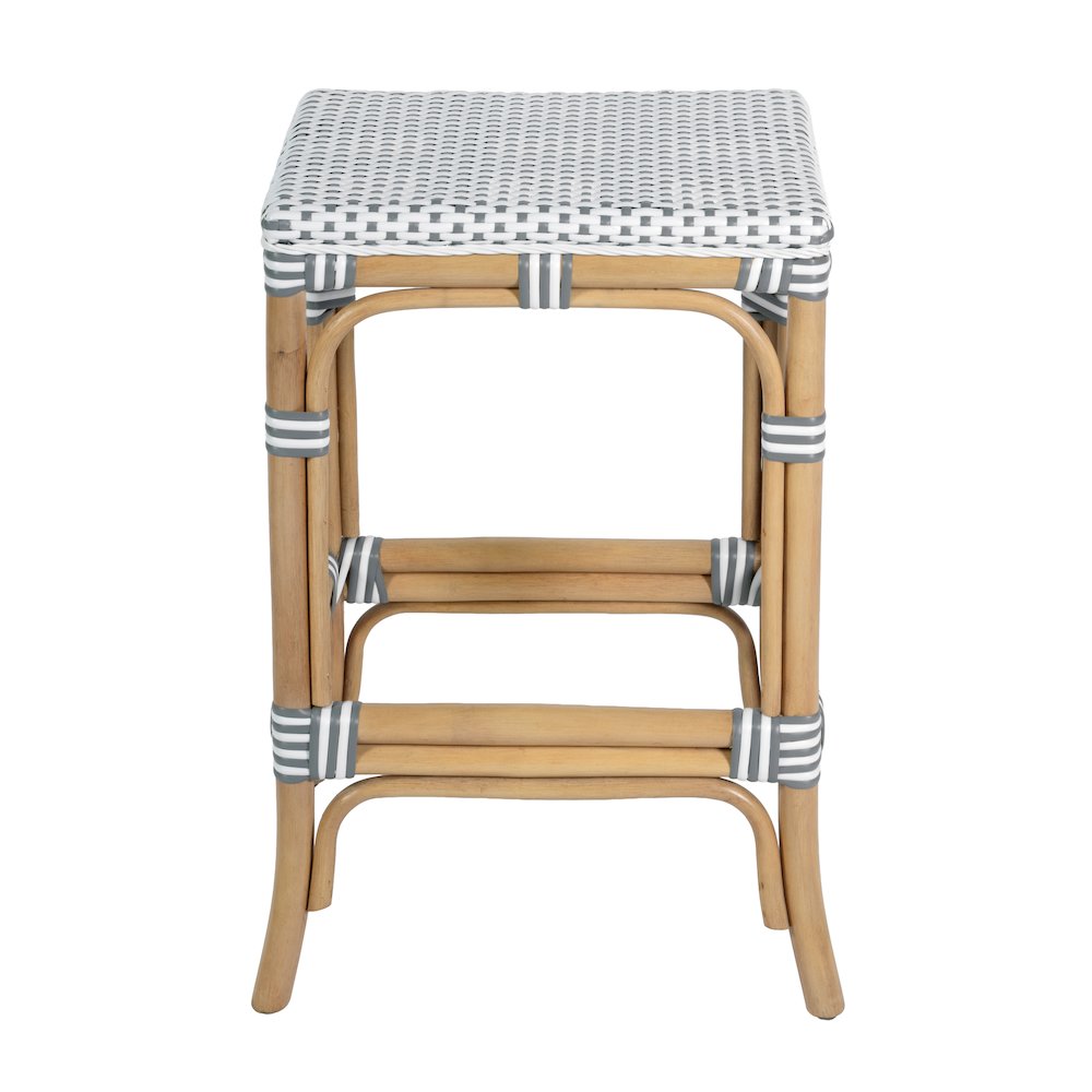 Laguna 24.5 in. Seat Height Rattan Counter Stool, White and Gray. Picture 4