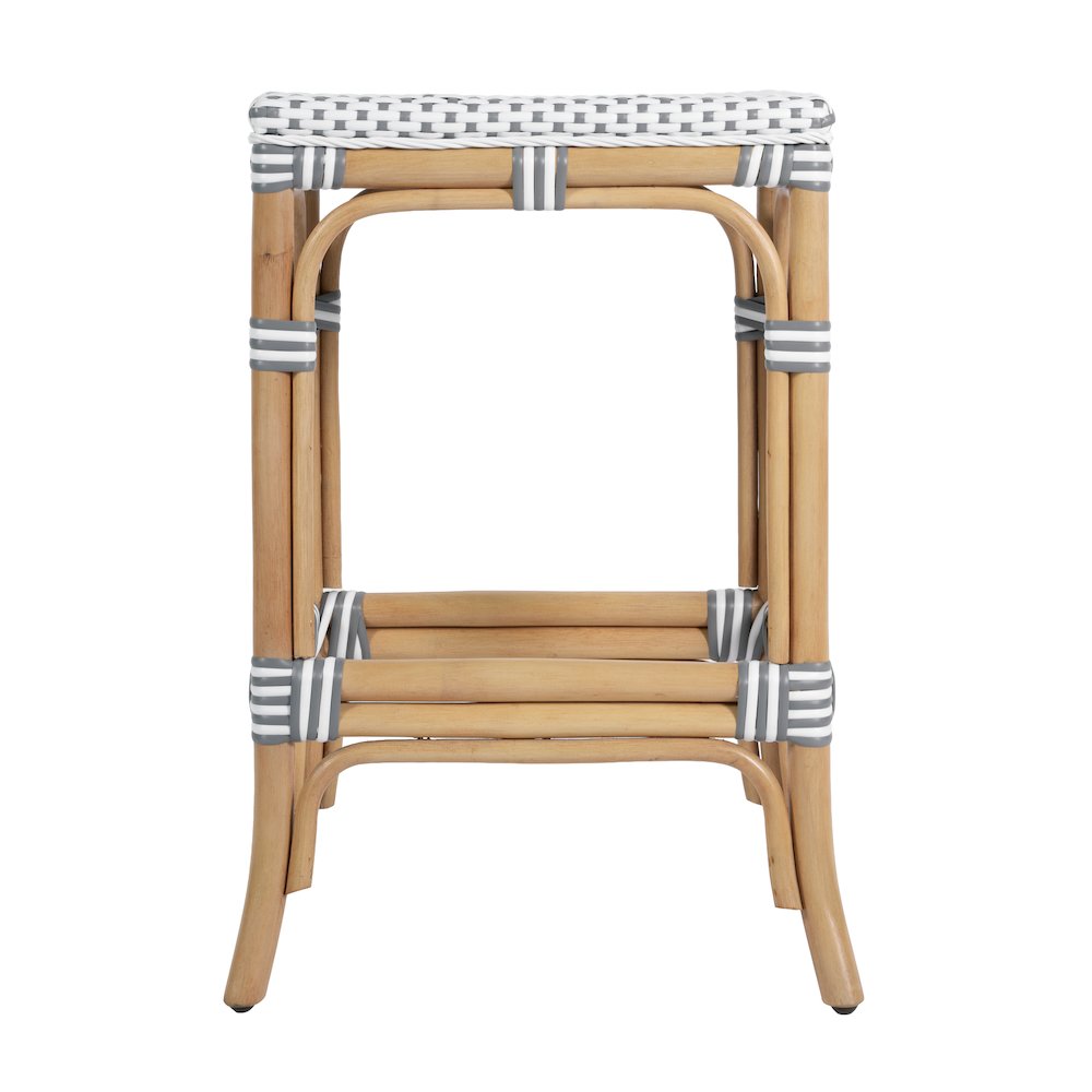 Laguna 24.5 in. Seat Height Rattan Counter Stool, White and Gray. Picture 5