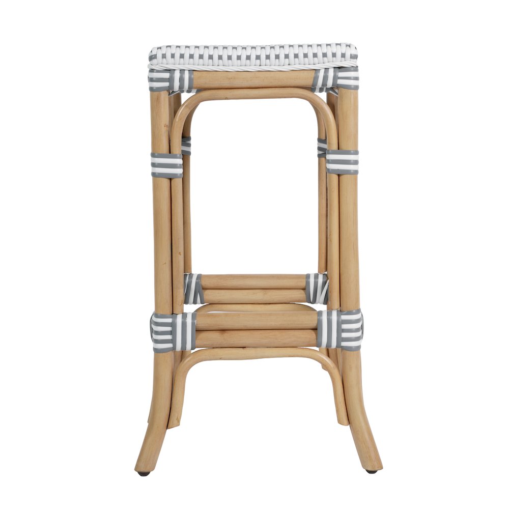 Laguna 24.5 in. Seat Height Rattan Counter Stool, White and Gray. Picture 6