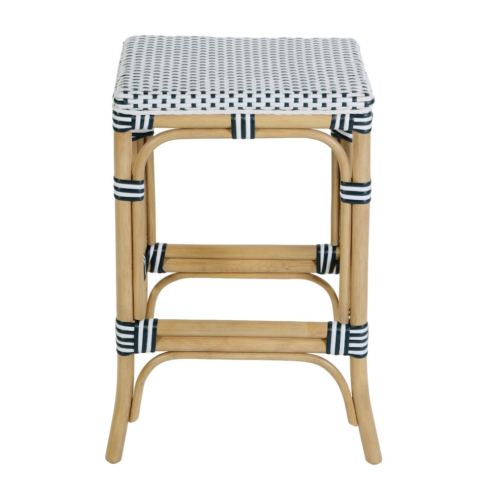 Laguna 24.5 in. Seat Height Rattan Counter Stool, White and Navy. Picture 4