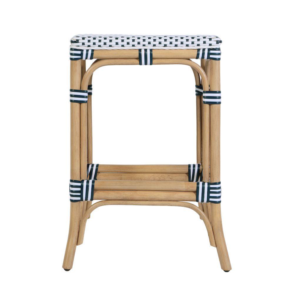 Laguna 24.5 in. Seat Height Rattan Counter Stool, White and Navy. Picture 5