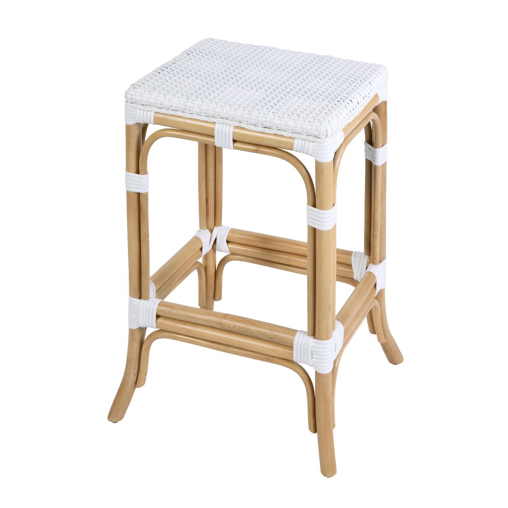 Laguna 24.5 in. Seat Height Rattan Counter Stool, Smooth White. Picture 1