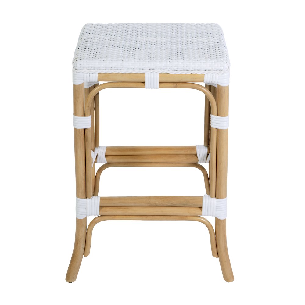 Laguna 24.5 in. Seat Height Rattan Counter Stool, Smooth White. Picture 4